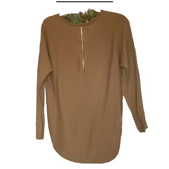 Michael Kors Cocoa Sweater High Low Zipper Slits - Picture 3 of 6